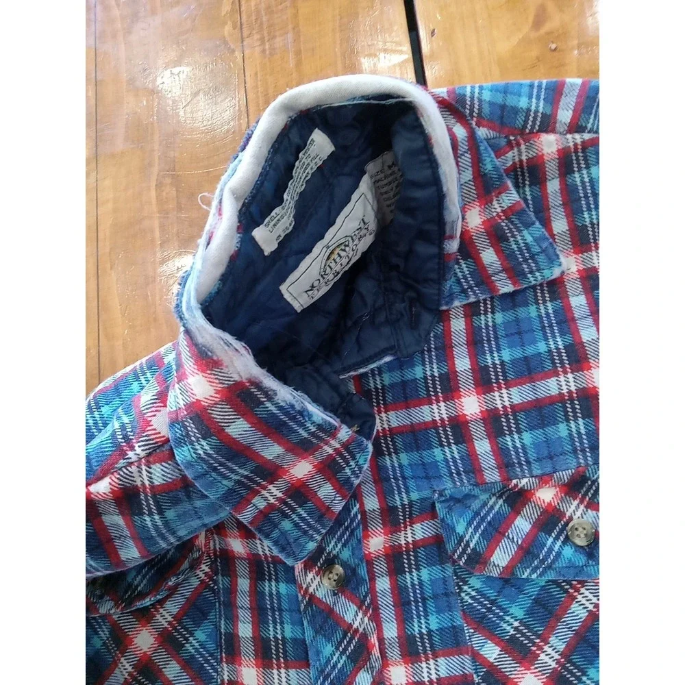 Vintage Northwest Territory Flannel Shacket Men's M Plaid Red Blue Lined Shirt